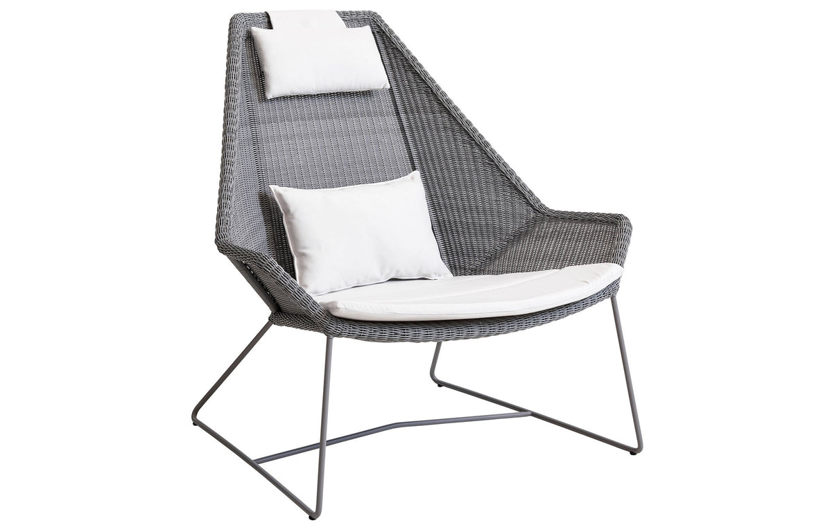 Breeze Highback Chair by Cane-Line - Light Grey Fiber Weave, White Natte Cushion Set.