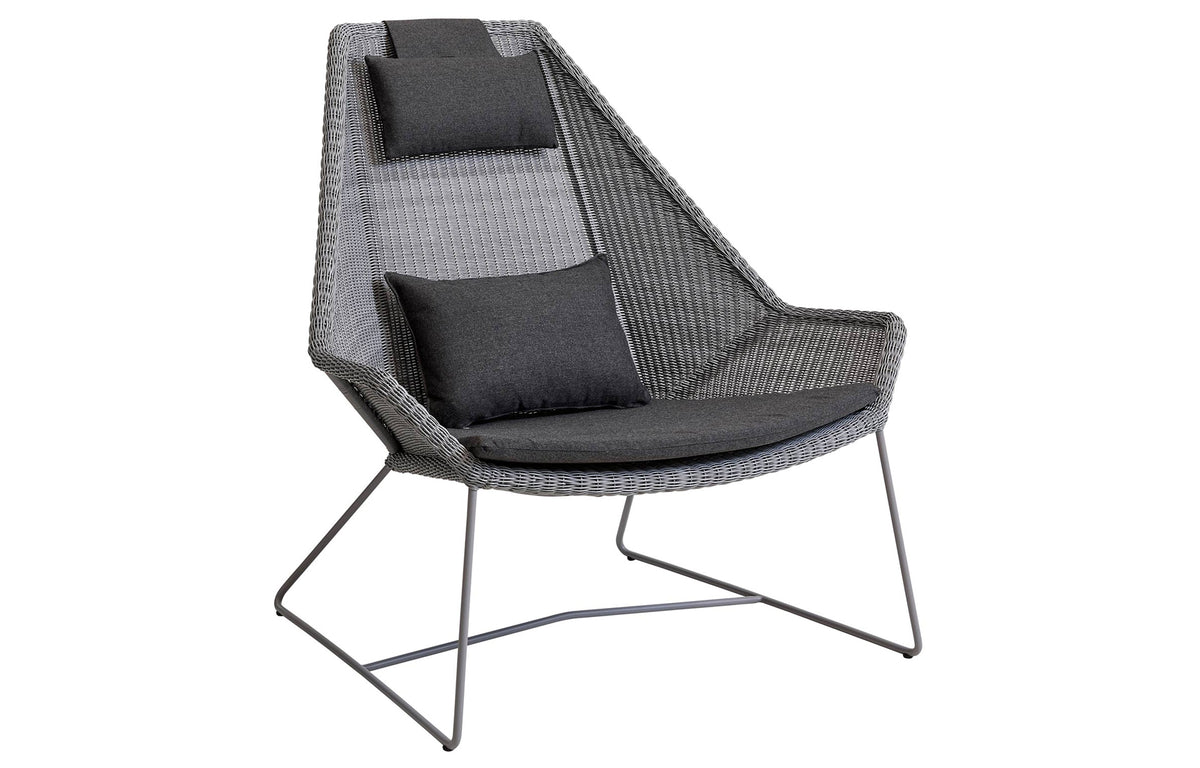 Breeze Highback Chair by Cane-Line - Light Grey Fiber Weave, Black Natte Cushion Set.