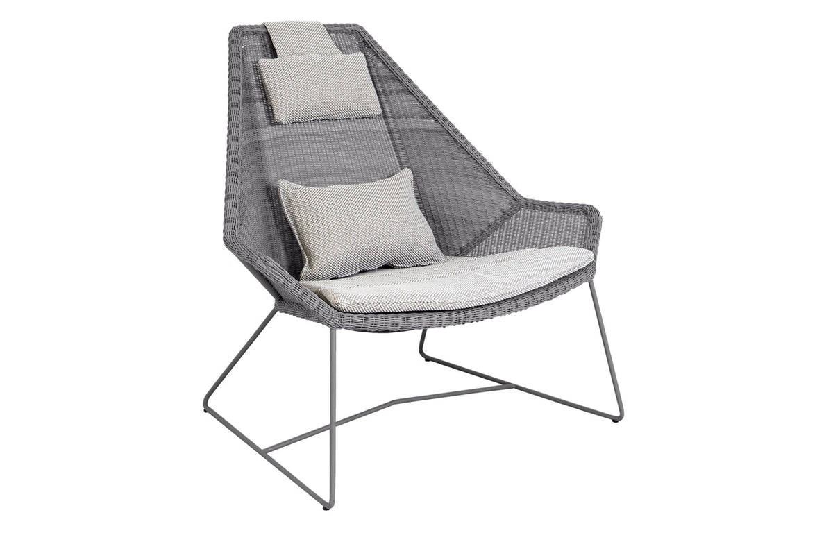 Breeze Highback Chair by Cane-Line - Light Grey Fiber Weave, Light Grey Focus Cushion Set.
