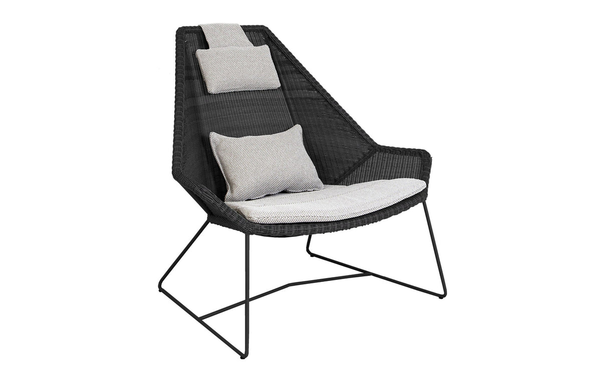 Breeze Highback Chair by Cane-Line - Black Fiber Weave, Light Grey Focus Cushion Set.