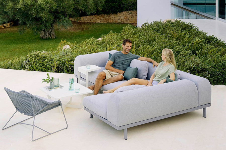 Breeze Lounge Chair by Cane-Line, showing breeze lounge chair in live shot.