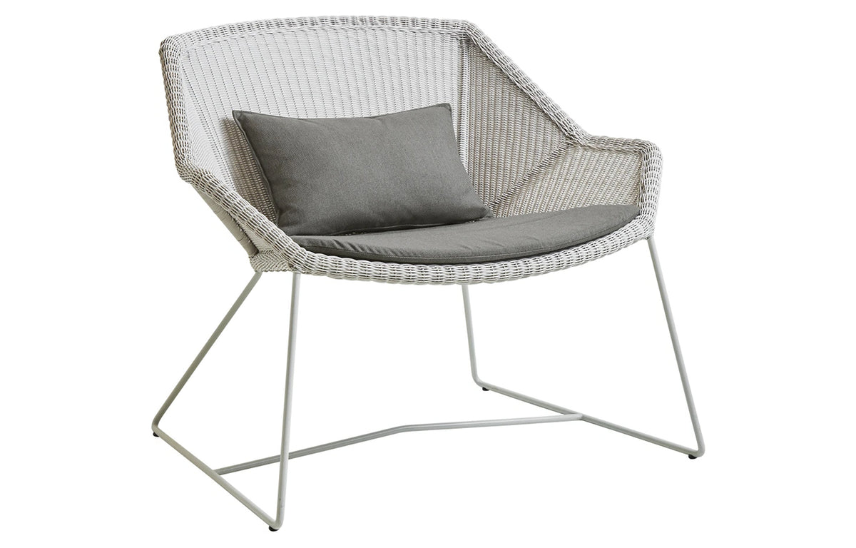 Breeze Lounge Chair by Cane-Line - White Grey Fiber Weave, Taupe Natte Cushion Set.