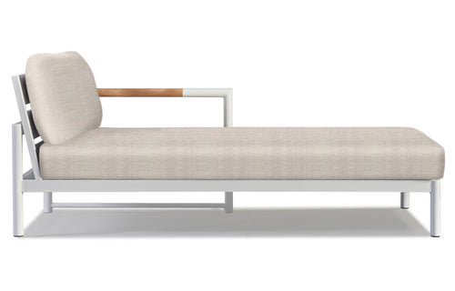 Breeze XL Chaise Sectional by Harbour - Right Facing Chaise Left, White Powder Coated Aluminum + Sunbrella Cast Silver.