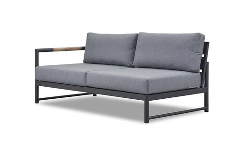 Breeze XL Two Seater Sofa Left Arm by Harbour - Asteroid Powder Coated Aluminum + Sunbrella Cast Slate.