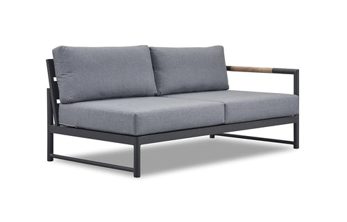 Breeze XL Two Seater Sofa Right Arm by Harbour - Asteroid Powder Coated Aluminum + Sunbrella Cast Slate.