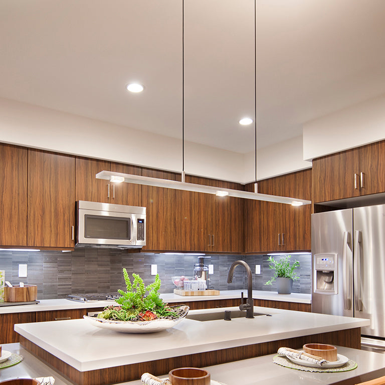 Brevis LED Linear Pendant by Cerno, showing brevis led linear pendant in live shot.