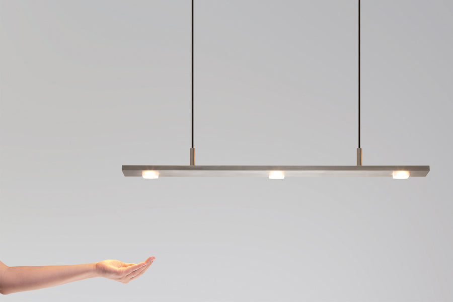Brevis LED Linear Pendant by Cerno, showing brevis led linear pendant in live shot.