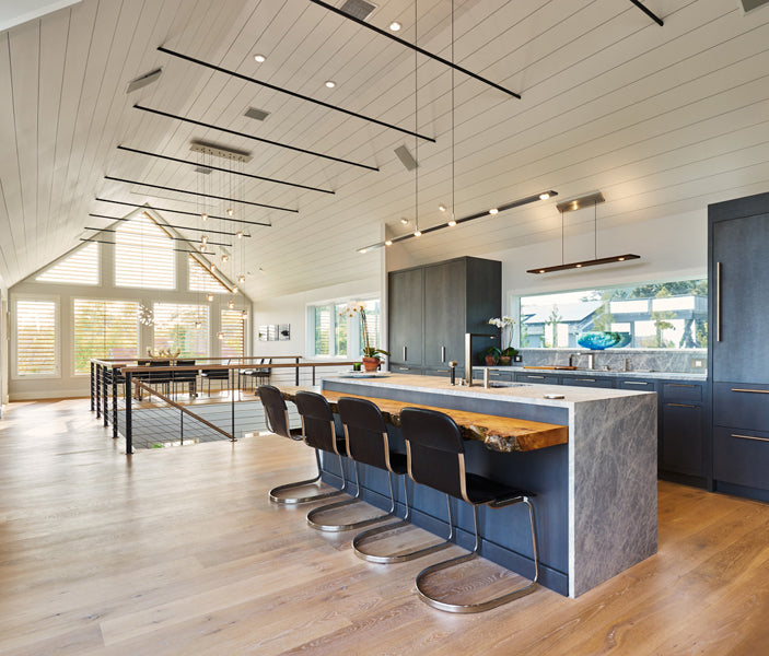 Brevis LED Linear Pendant by Cerno, showing brevis led linear pendant in live shot.