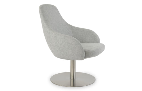 Gazel Arm Lounge Swivel Round Chair by SohoConcept - Brushed Stainless Steel, Camira Blazer Silver Wool