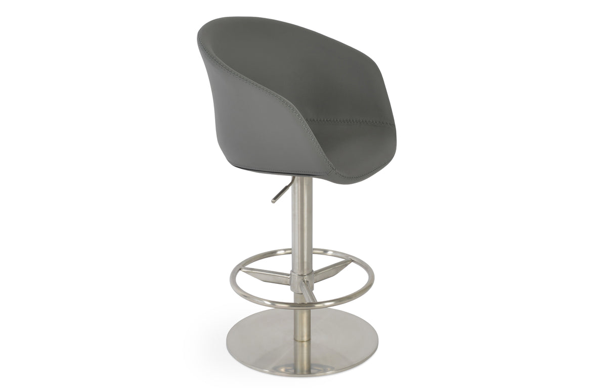 Tribeca Piston Stool by SohoConcept - Brushed Stainless Steel, Grey PPM
