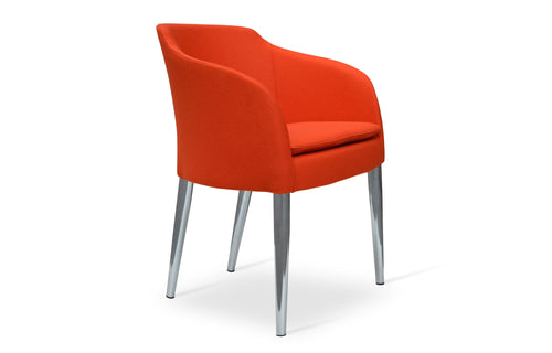 Buca Metal Dining Armchair by SohoConcept - Camira Blazer Orange Wool.