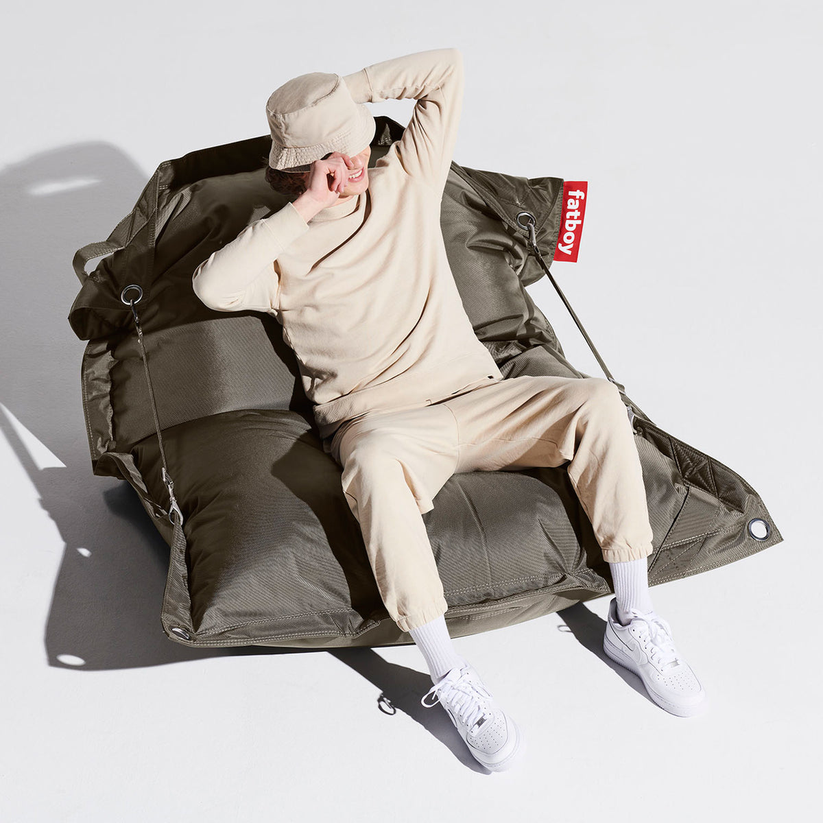 Buggle-Up Bean Bag by Fatboy, showing buggle-up bean bag in live shot.