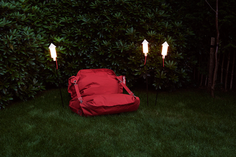 Buggle-Up Outdoor Bean Bag by Fatboy, showing buggle-up outdoor bean bag in live shot.