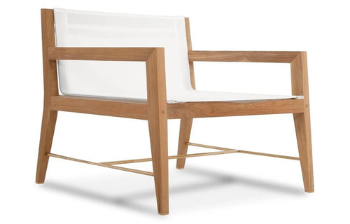 Byron Arm Chair by Harbour - Natural Teak Wood + Batyline White/No Cushion.