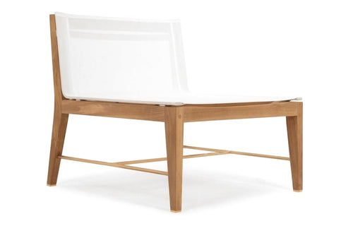 Byron Single Seat Armless Chair by Harbour - Natural Teak Wood + Batyline White.