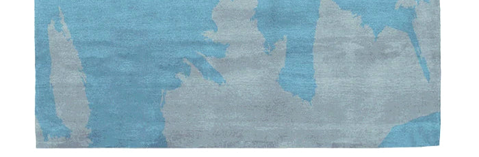 Caccia CS103 Rug by Second Studio, showing closeup view of caccia cs103 rug by second studio in silver blue and provincial blue.