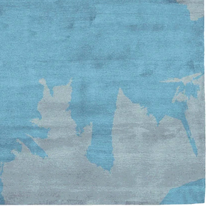 Caccia CS103 Rug by Second Studio, showing closeup view of caccia cs103 rug by second studio in silver blue and provincial blue.