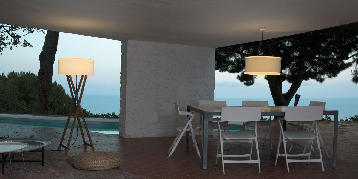 Cala Floor Lamp by Marset, showing cala floor lamp in live shot.