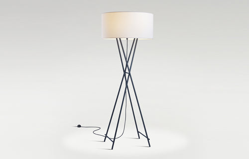 Cala Metal Indoor Floor Lamp by Marset - Painted Iron Metal/White Polyester Shade.