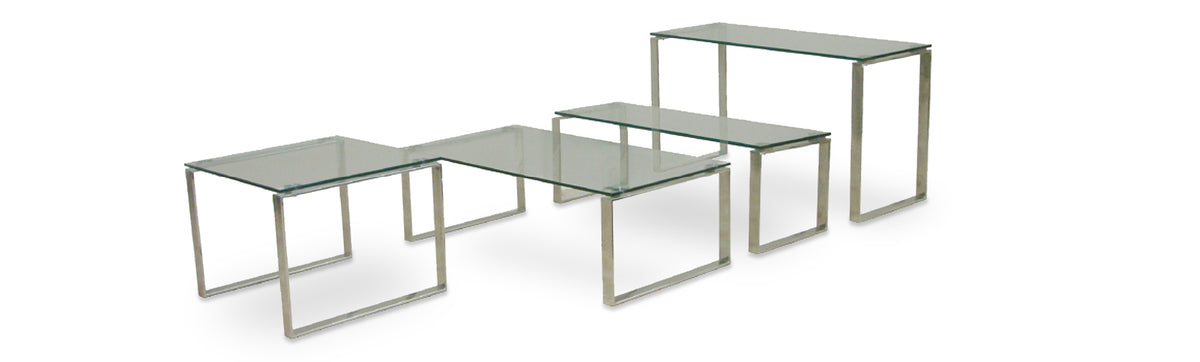 Calvin End Table by SohoConcept, showing group of glass table.
