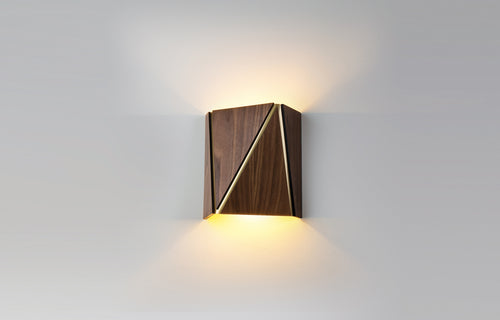 Calx LED Sconce by Cerno - Dark Stained Walnut.