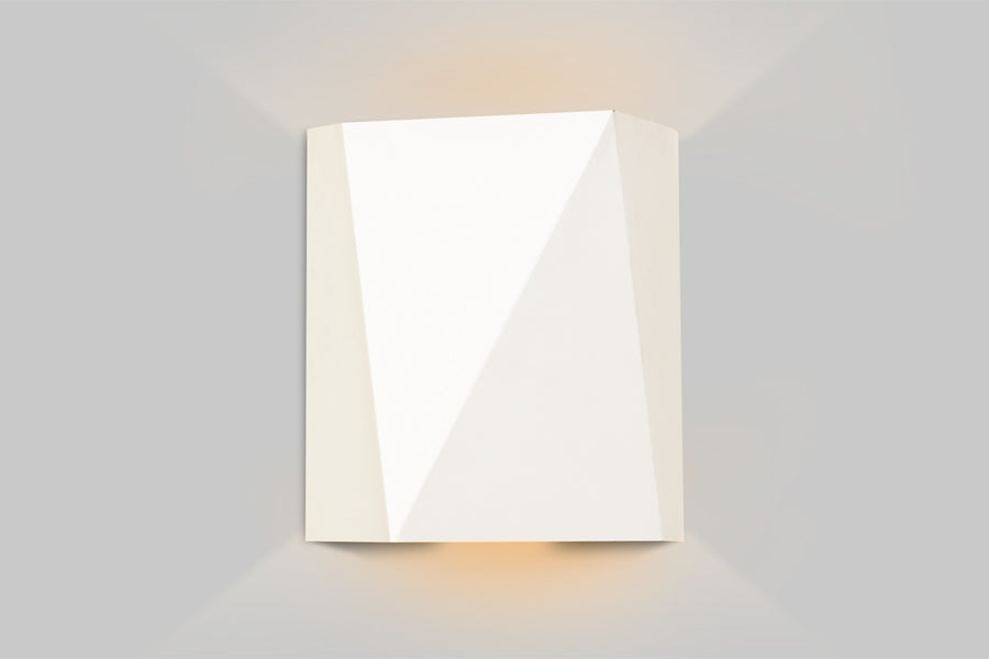 Calx Outdoor LED Sconce by Cerno, showing front view of calx outdoor led sconce in textured white powdercoat shade.