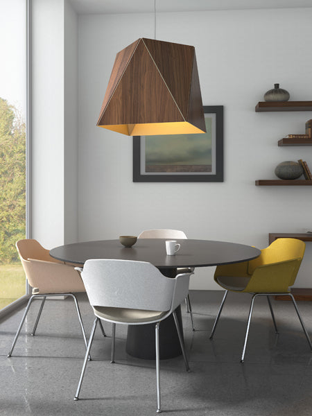 Calx Pendant by Cerno, showing calx pendant with table & chairs in live shot.