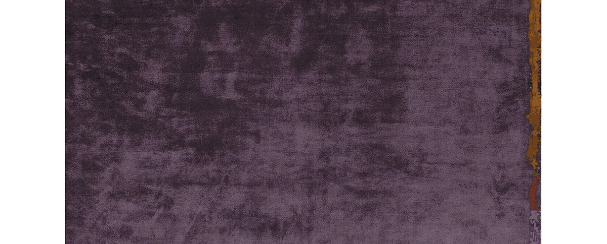 Cameleon CN93 Rug by Second Studio, showing closeup view of cameleon cn93 rug by second studio in purple & rust.
