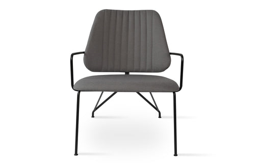 Langham Soft Seat Lounge Chair by SohoConcept - Matt Black Frame, Camira Era Grey Fabric.