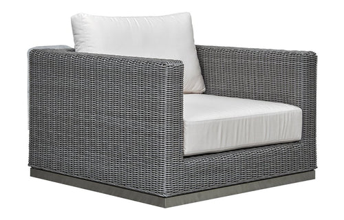 Camp Cove Arm Chair by Harbour - Grey Wicker, Blanco Panama.