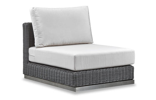 Camp Cove Armless Chair by Harbour - Grey Wicker, Blanco Panama.