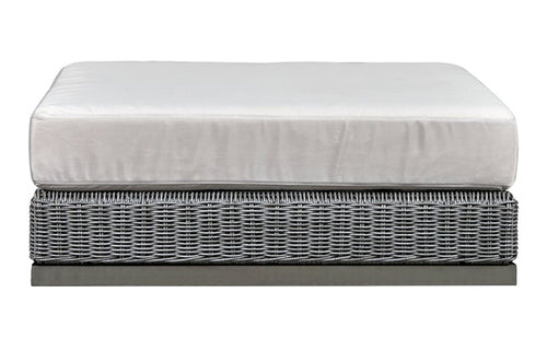 Camp Cove Ottoman by Harbour - Grey Wicker, Blanco Panama.