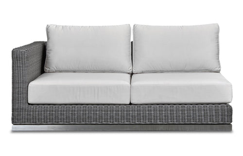 Camp Cove One Arm Sectional Sofa by Harbour - Right, Grey Wicker, Blanco Panama.