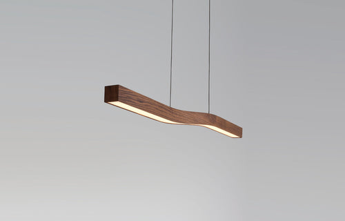 Camur LED Linear Pendant by Cerno - Walnut Wood.