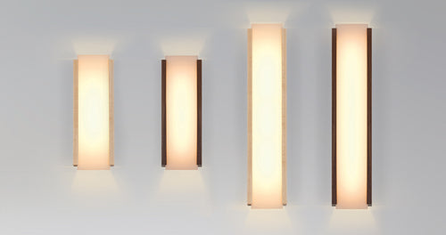 Capio LED Sconce by Cerno, showing front view of capio led sconces in live shot.