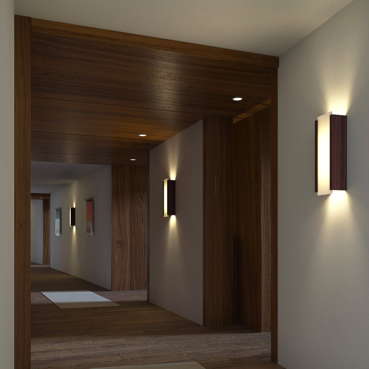 Capio LED Sconce by Cerno, showing capio led sconces in live shot.