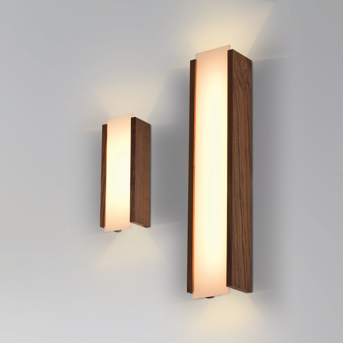 Capio LED Sconce by Cerno, showing angle view of capio led sconces in live shot.
