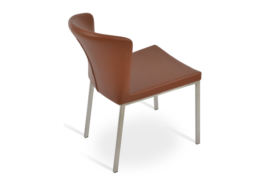 Capri Metal Dining Chair by SohoConcept, showing back view of metal dining chair in hazelnut ppm-s.