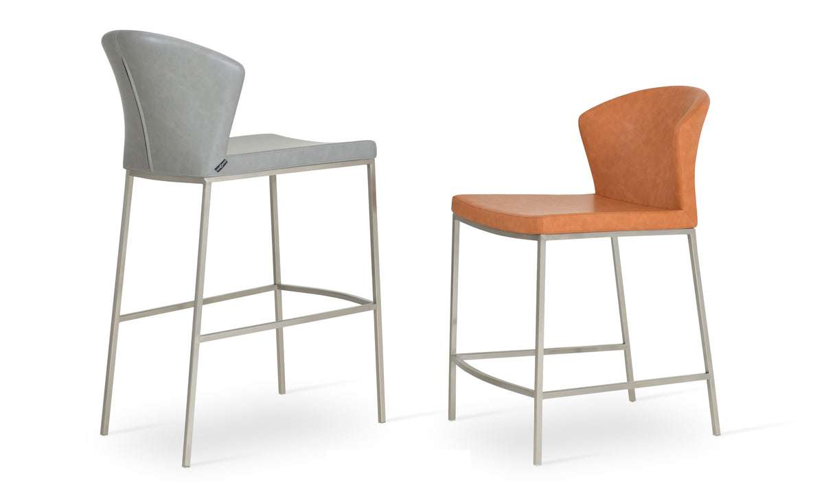 Capri Metal Stool by SohoConcept, shown in light grey ppm & caramel ppm.