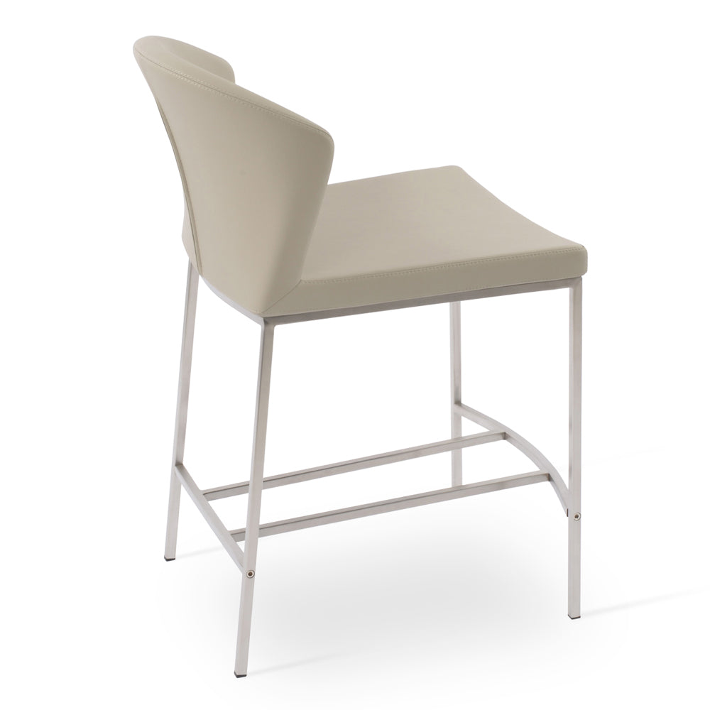 Capri Metal Stool by SohoConcept, showing stool in bone ppm with brushed stainless steel.