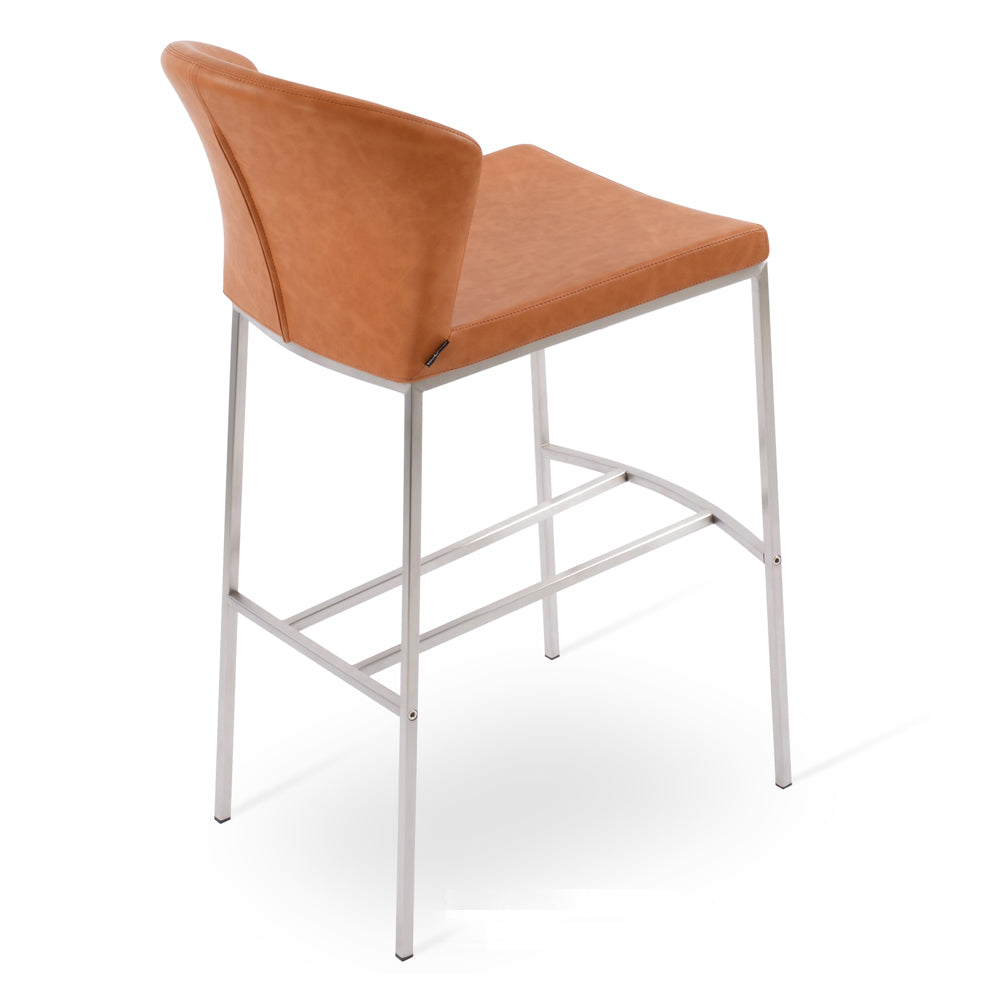 Capri Metal Stool by SohoConcept, showing stool in caramel ppm with stainless steel.