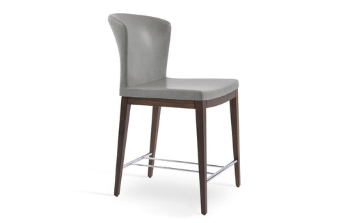 Capri Wood Stool by SohoConcept - Original American Walnut Wood, Light Grey PPM.