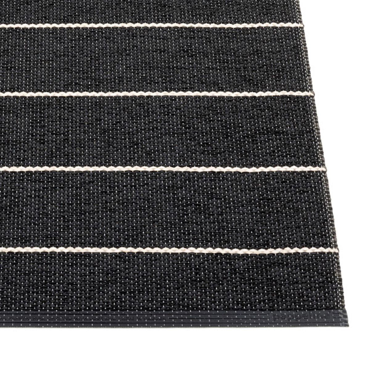 Carl Black Rug by Pappelina, showing closeup view of carl black rug.