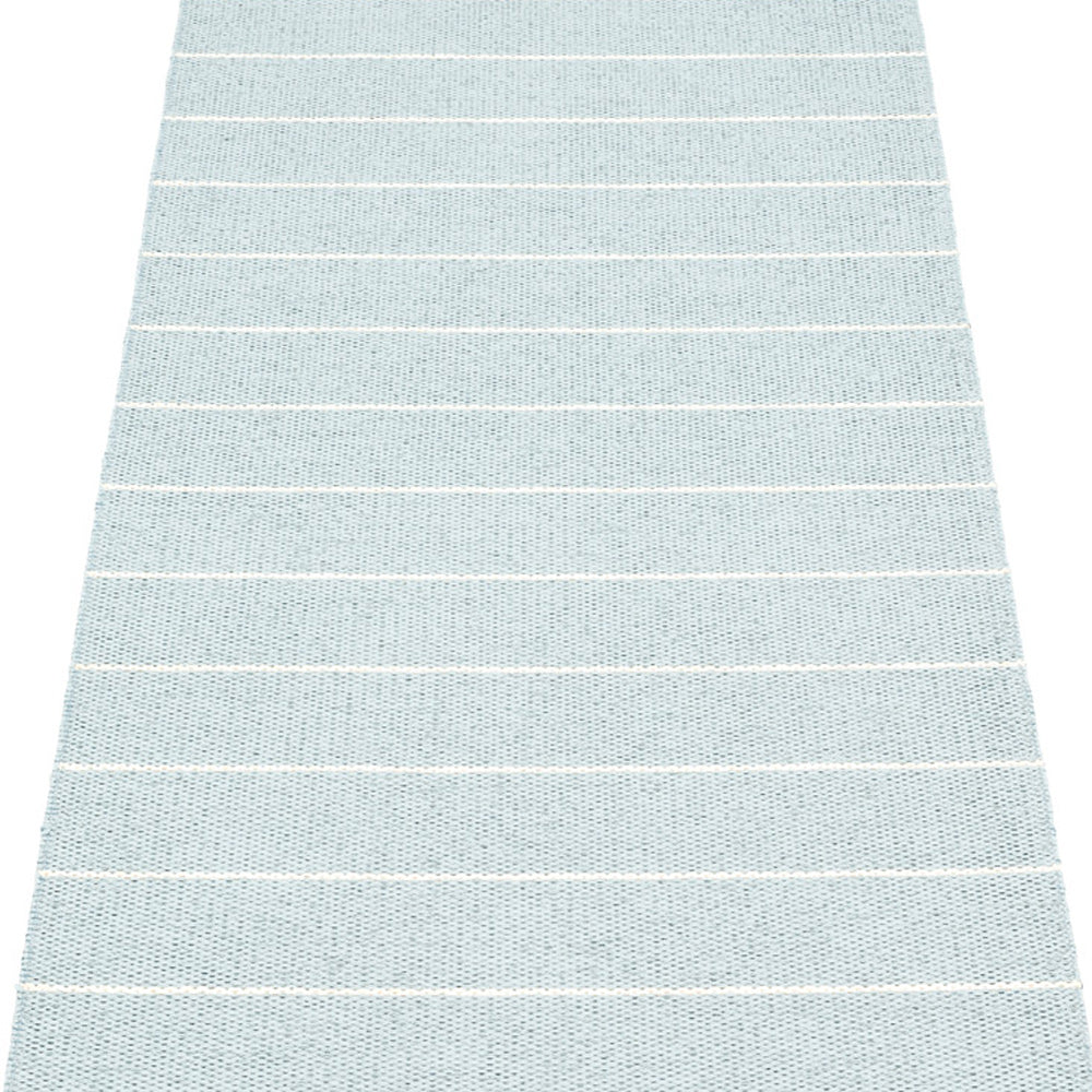 Carl Blue Fog & Dove Blue Rug by Pappelina, showing detail view of carl blue fog & dove blue rug.