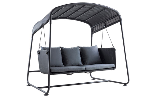 Cave Outdoor Swing Sofa by Cane-Line - Graphite Cushion/Aluminum.