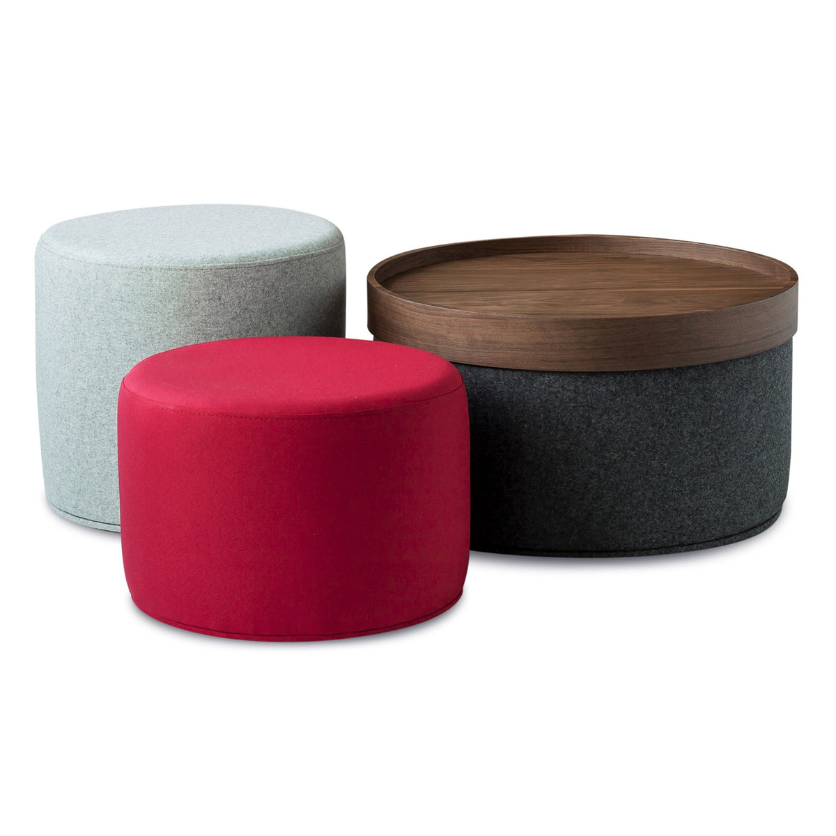 Celine Pouf by SohoConcept, showing celine pouf with two poufs and tray in group.
