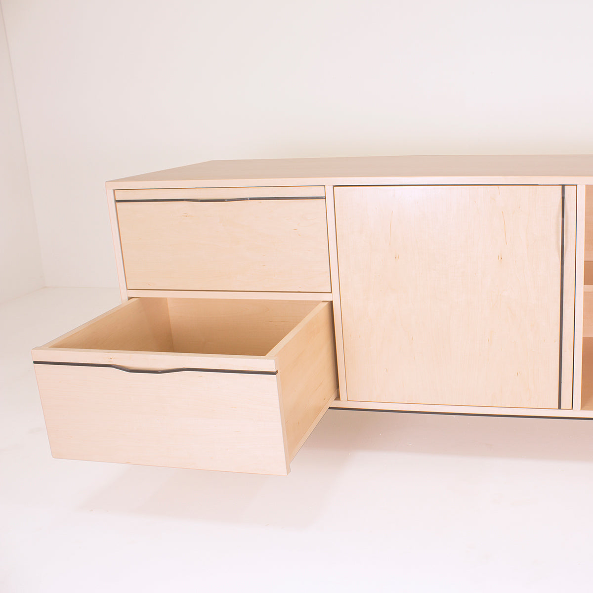Chapman Credenza Storage Unit By Tronk Design, showing closeup view of chapman credenza storage unit in live shot.