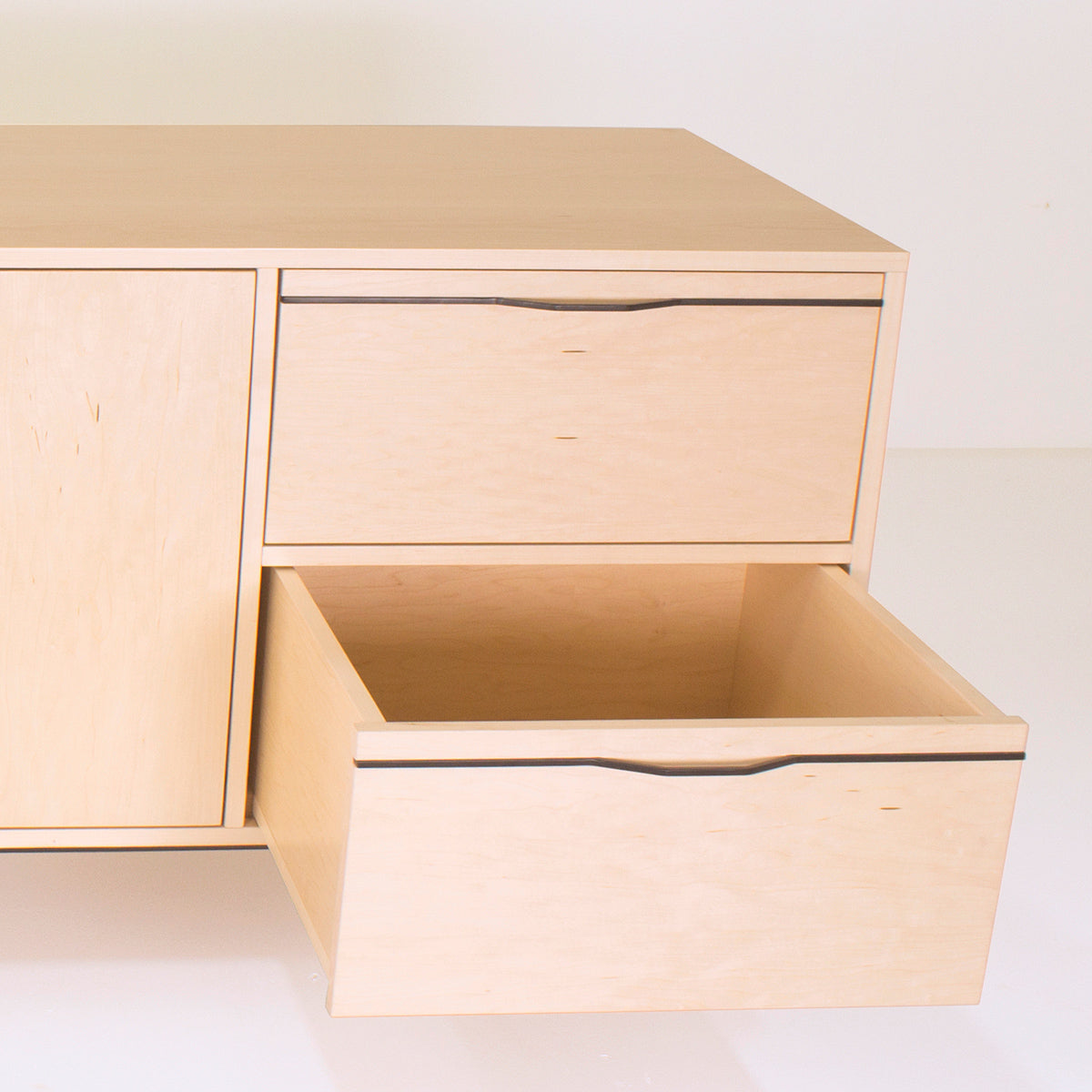 Chapman Credenza Storage Unit By Tronk Design, showing closeup view of chapman credenza storage unit in live shot.