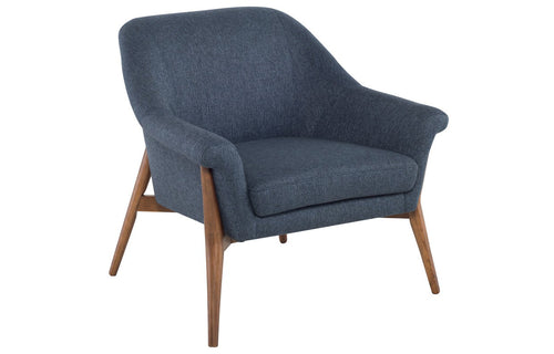 Charlize Occasional Chair by Nuevo - Denim Tweed + Ash Stained Walnut.