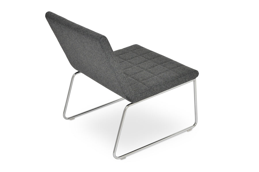 Chelsea Slide Chair by SohoConcept, showing back view of the chair in dark grey camira wool.